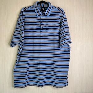 FootJoy FJ Men's Blue Striped Polo Golf Performance Short Sleeve Shirt XL